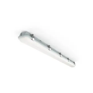 4lite Professional Indoor Or Outdoor Twin LED Fully Weatherproof Batten 5ft/1500mm Length IP65 60w 6353lm Polycarbonate Body Non Corrosive Cool White Perfect for Garage Or Loft Lighting
