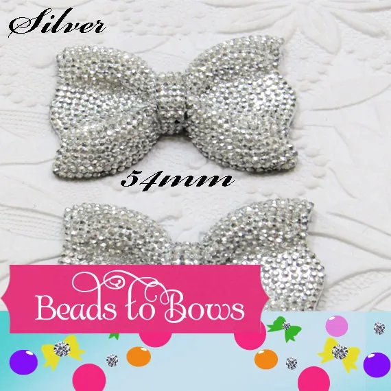 54mm Silver Rhinestone Bubblegum Bow Bead,  1 Bow Bead .99, Sparkling Rhinestone Chunky Beads, Gumball Rhinestone Beads, Chunky Bead Supply
