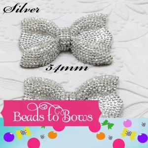 54mm Silver Rhinestone Bubblegum Bow Bead,  1 Bow Bead .99, Sparkling Rhinestone Chunky Beads, Gumball Rhinestone Beads, Chunky Bead Supply