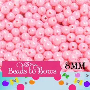 8mm AB Pink Bubblegum Beads, Aurora Borealis Beads, Gumball Beads, Chunky Necklace Supply Beads, Fairy Kawkii AB Beads, Bubblegum Beads