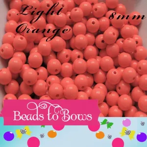8mm Orange Bubblegum Beads, 100 Gumball Beads, Plastic Round Beads, Solid Acrylic Beads,Bubble Gum Beads, Chunky Bubblegum Bead, Bead Supply