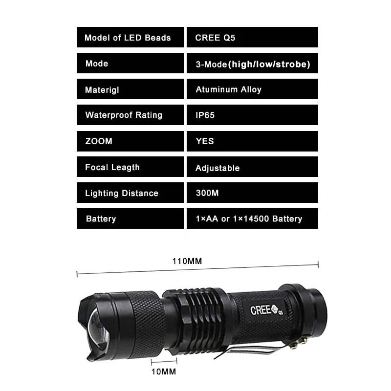 Adjustable Mini Flashlight