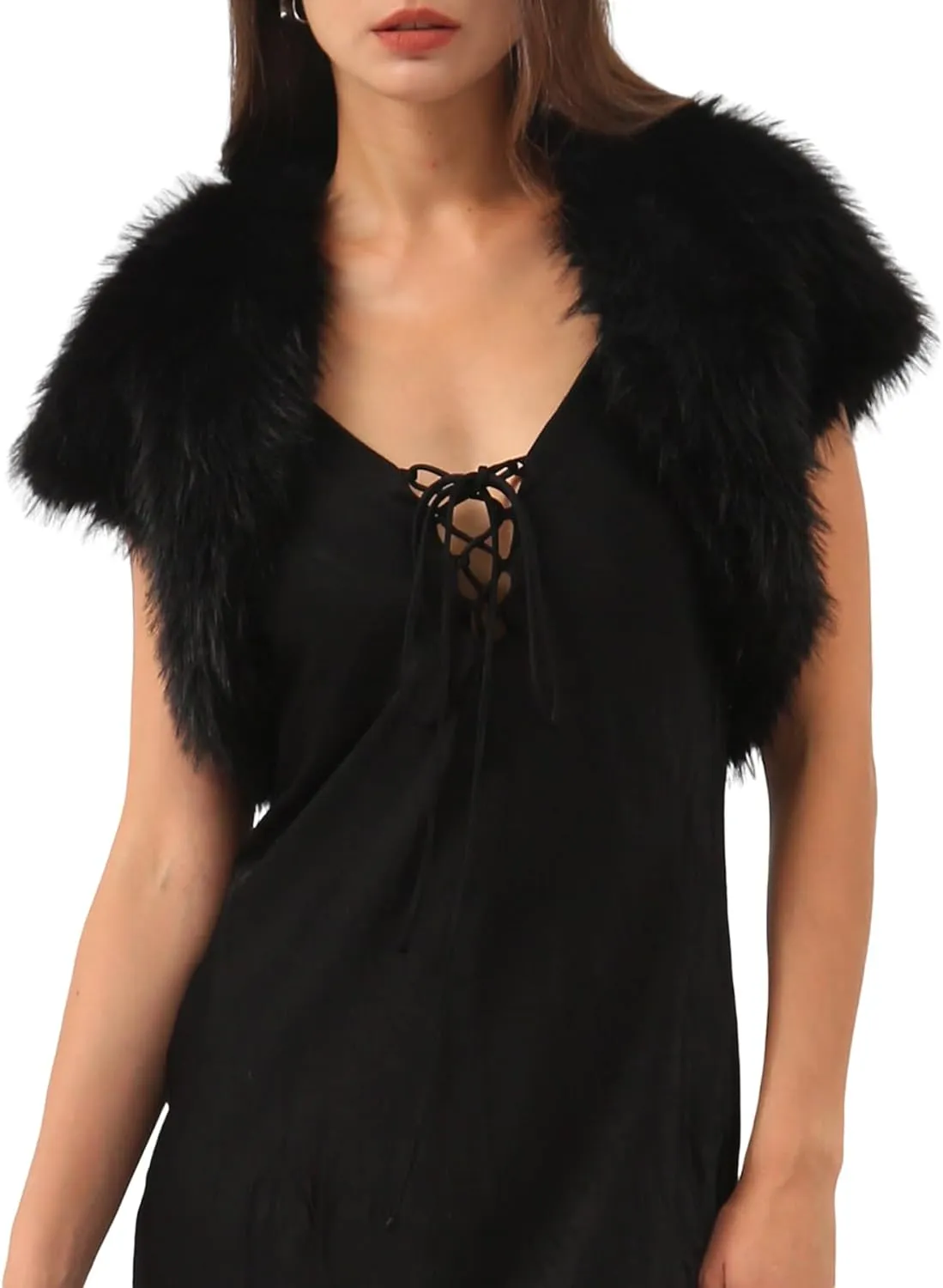 Amzhiyu Women Faux Fur Bolero Shrug