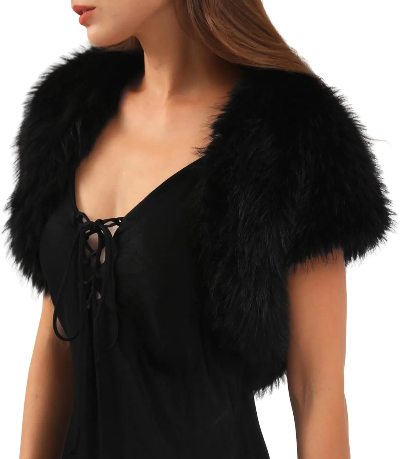 Amzhiyu Women Faux Fur Bolero Shrug