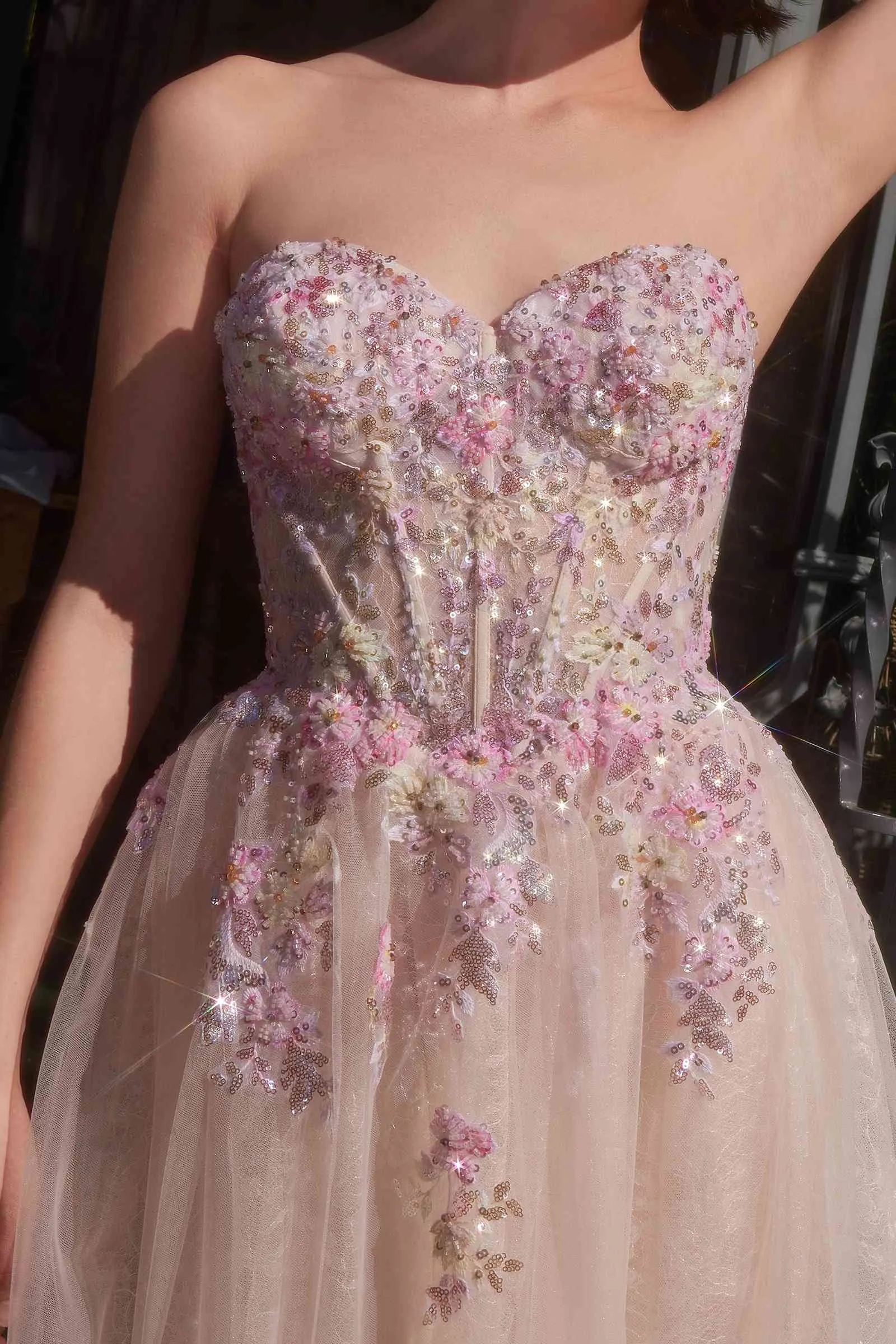Andrea & Leo A1468 Summer Garden Applique A-Line Gown