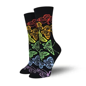 Bambukas Womens Rainbow Butterflies Crew Socks