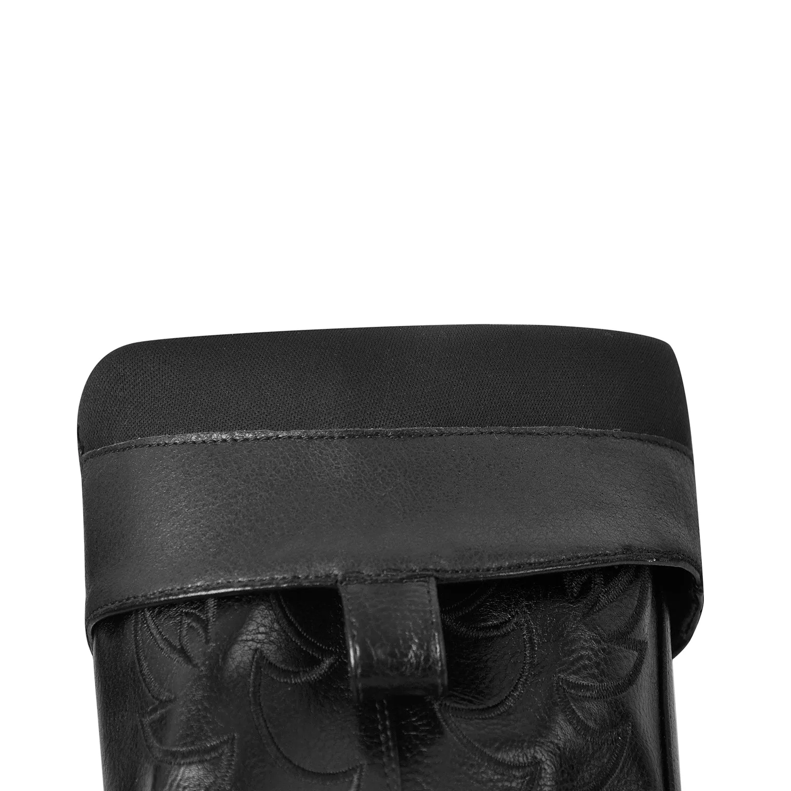 Black Embroidery Western Mid-Calf Boots