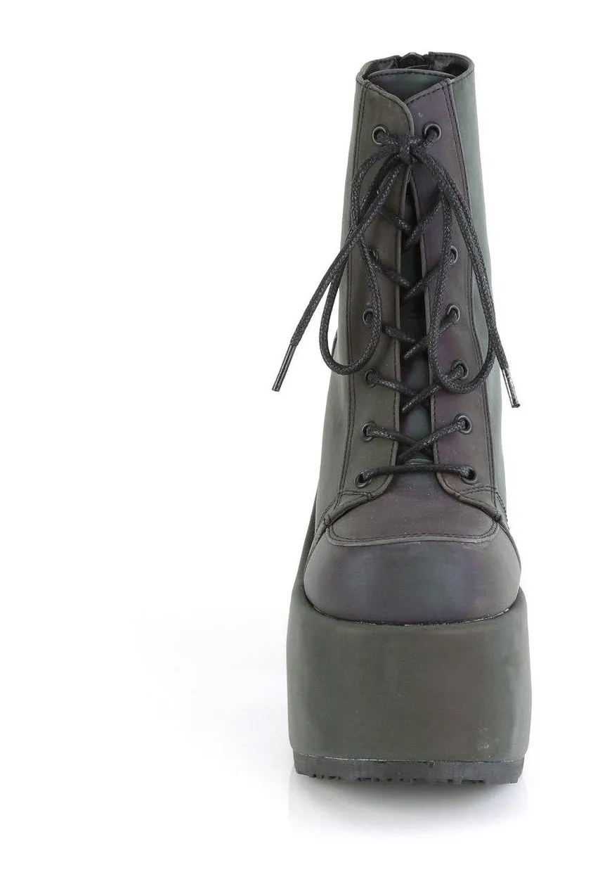 CAMEL-203 Ankle Boot | Green Faux Leather