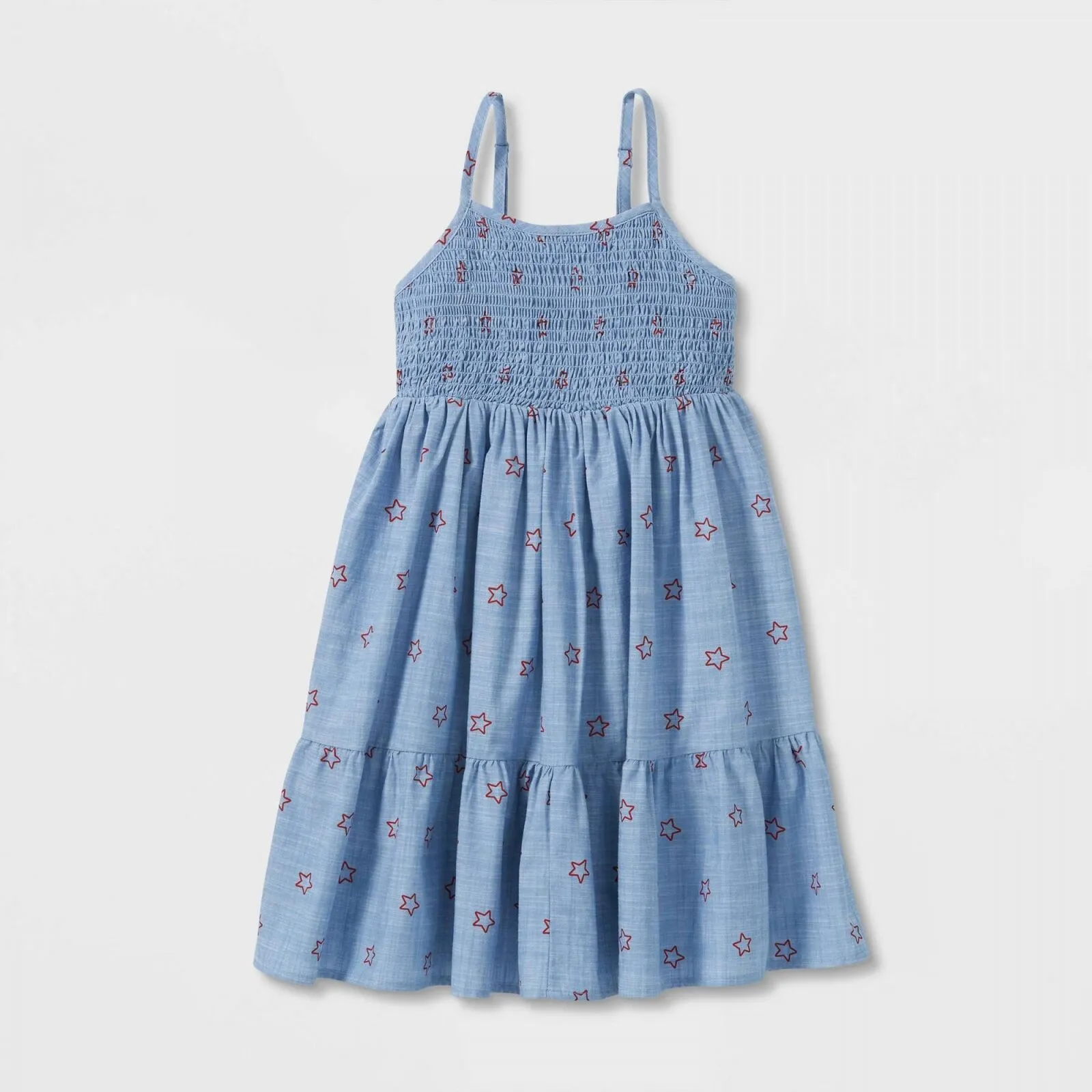 Cat & Jack Girls' Printed Tiered Lined Woven Sleeveless Dress