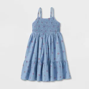 Cat & Jack Girls' Printed Tiered Lined Woven Sleeveless Dress