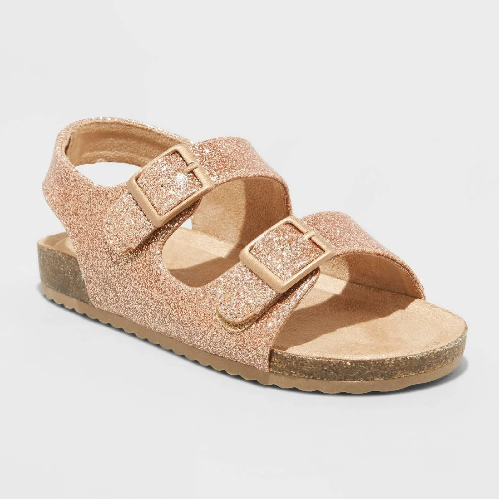 Cat & Jack Toddler Girls Reagan Glitter Footbed Sandals Rose Gold Brown 11T