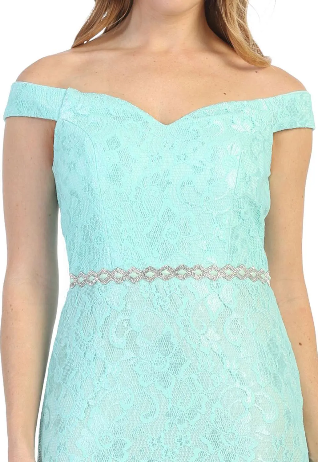 Celavie 6409 Off-Shoulder Lace Mermaid Long Dress