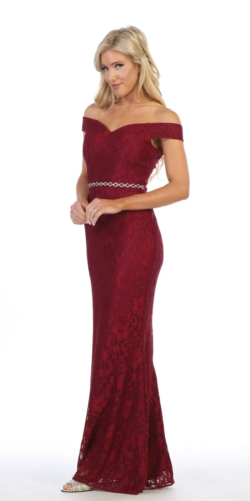 Celavie 6409 Off-Shoulder Lace Mermaid Long Dress