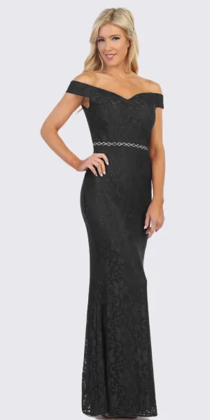 Celavie 6409 Off-Shoulder Lace Mermaid Long Dress