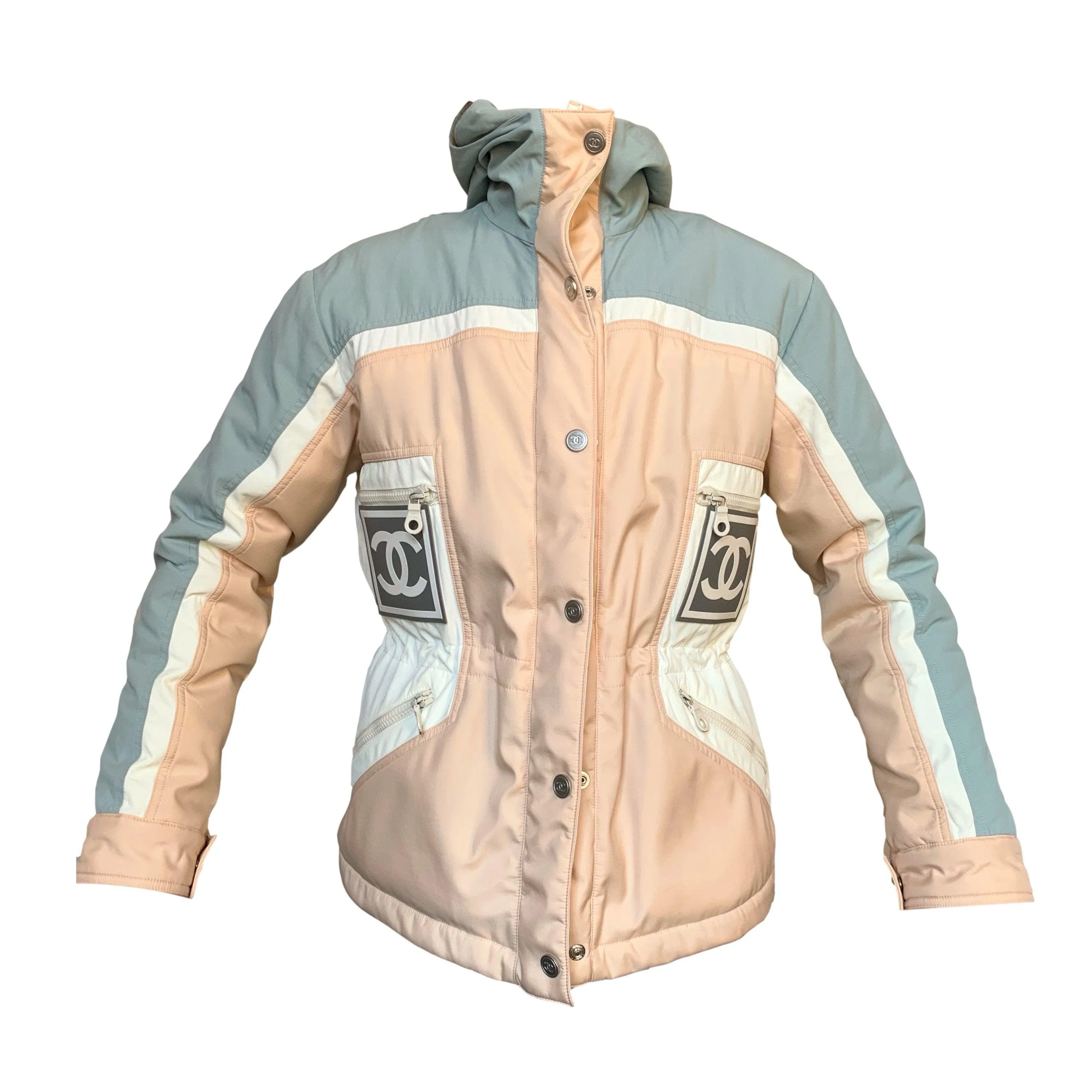 Chanel Baby Blue Colorblock Coat