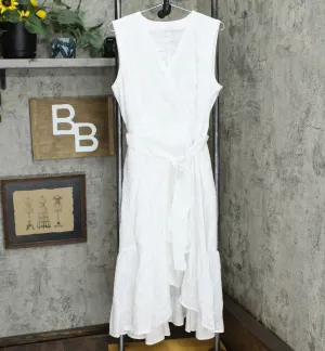 Charter Club Cotton Eyelet Flounce Wrap Dress Bright White 12