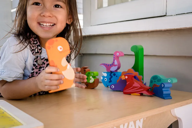 Chunky Wooden Puzzle & Stacker Toys - Dinosaurs