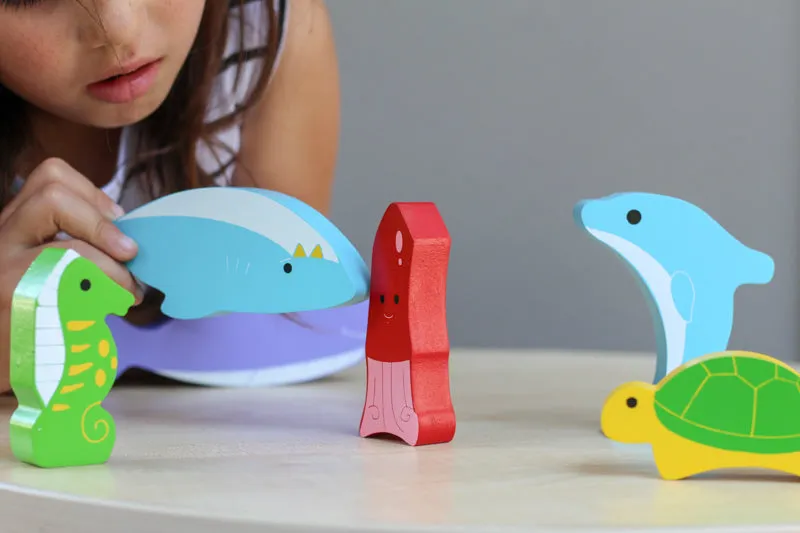 Chunky Wooden Puzzle & Stacker Toys - Sea Creatures
