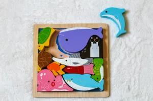 Chunky Wooden Puzzle & Stacker Toys - Sea Creatures