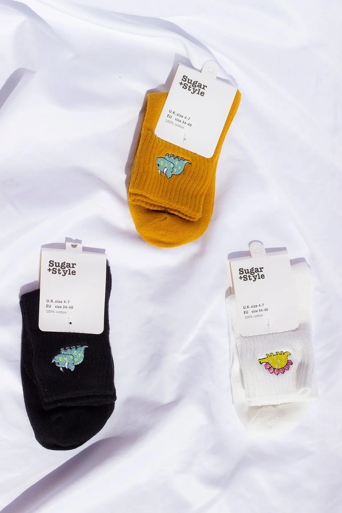 Dinosaur Embroidered Socks