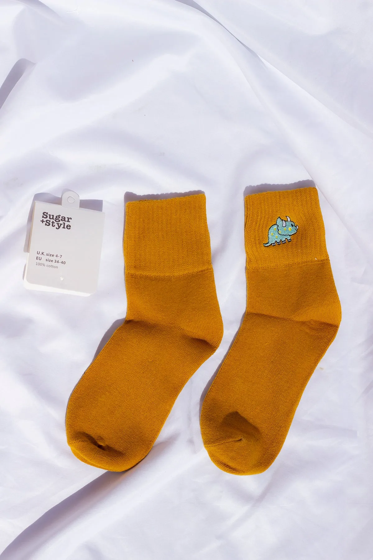 Dinosaur Embroidered Socks