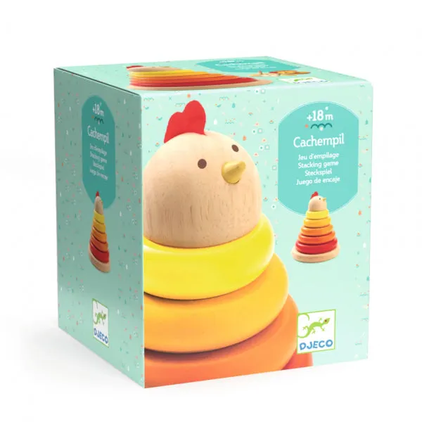 DJECO Early Learning Cachempil Hen Wooden Stacking Toy