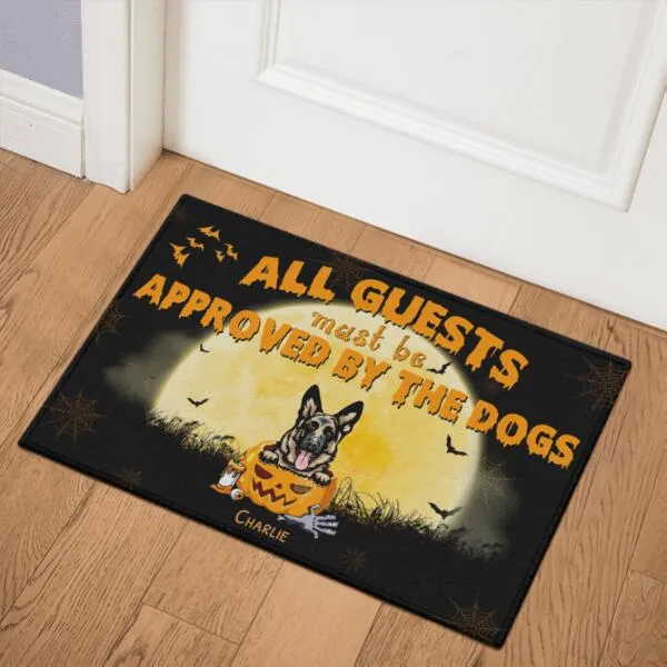 Dog Pumpkin Halloween Personalized Doormat - Dogs, Names and Background can be customized