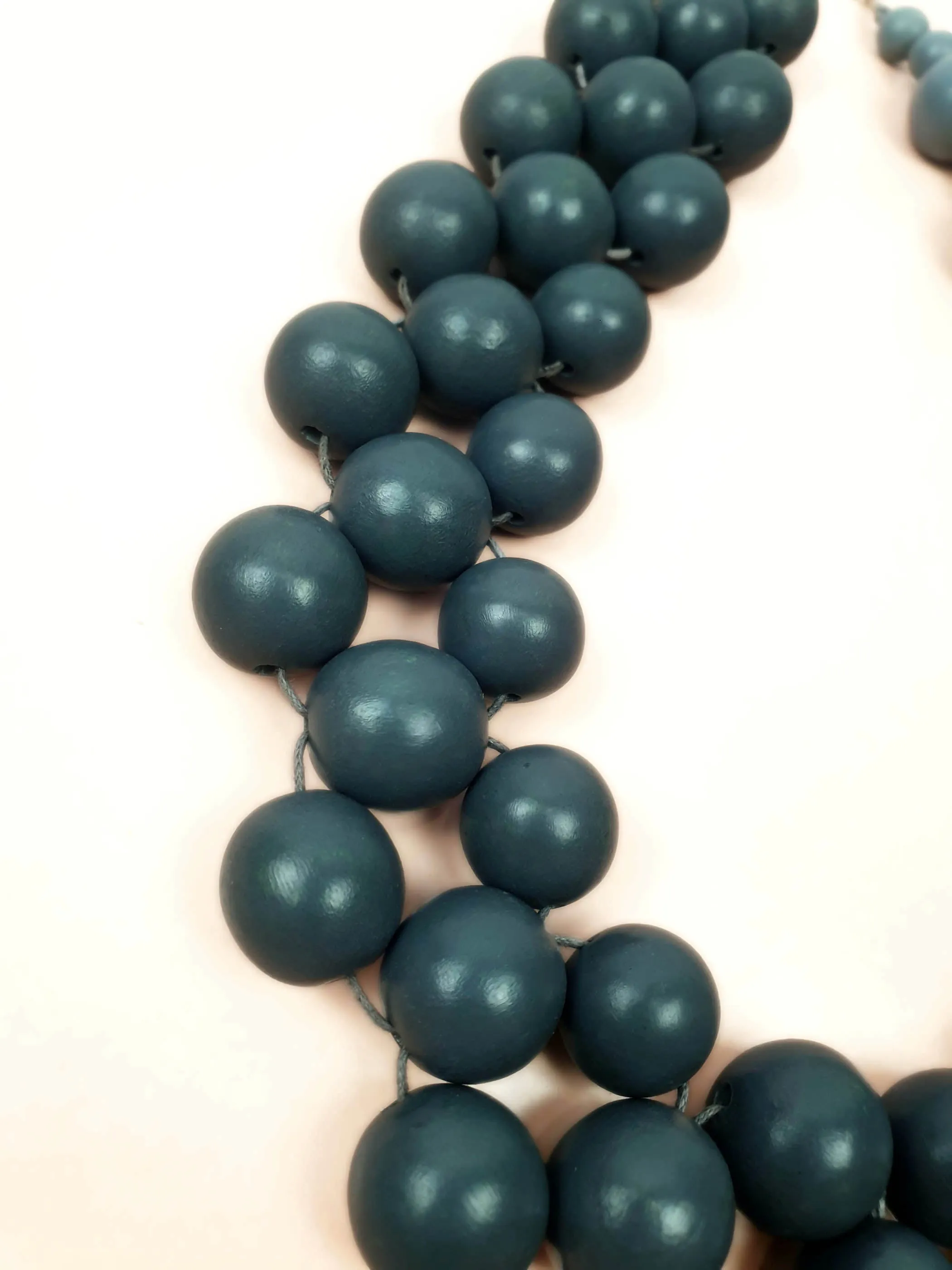 Elk blue wooden necklace large