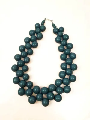 Elk blue wooden necklace large