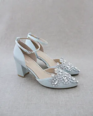 Embellished Rhinestones Block Heel for Wedding