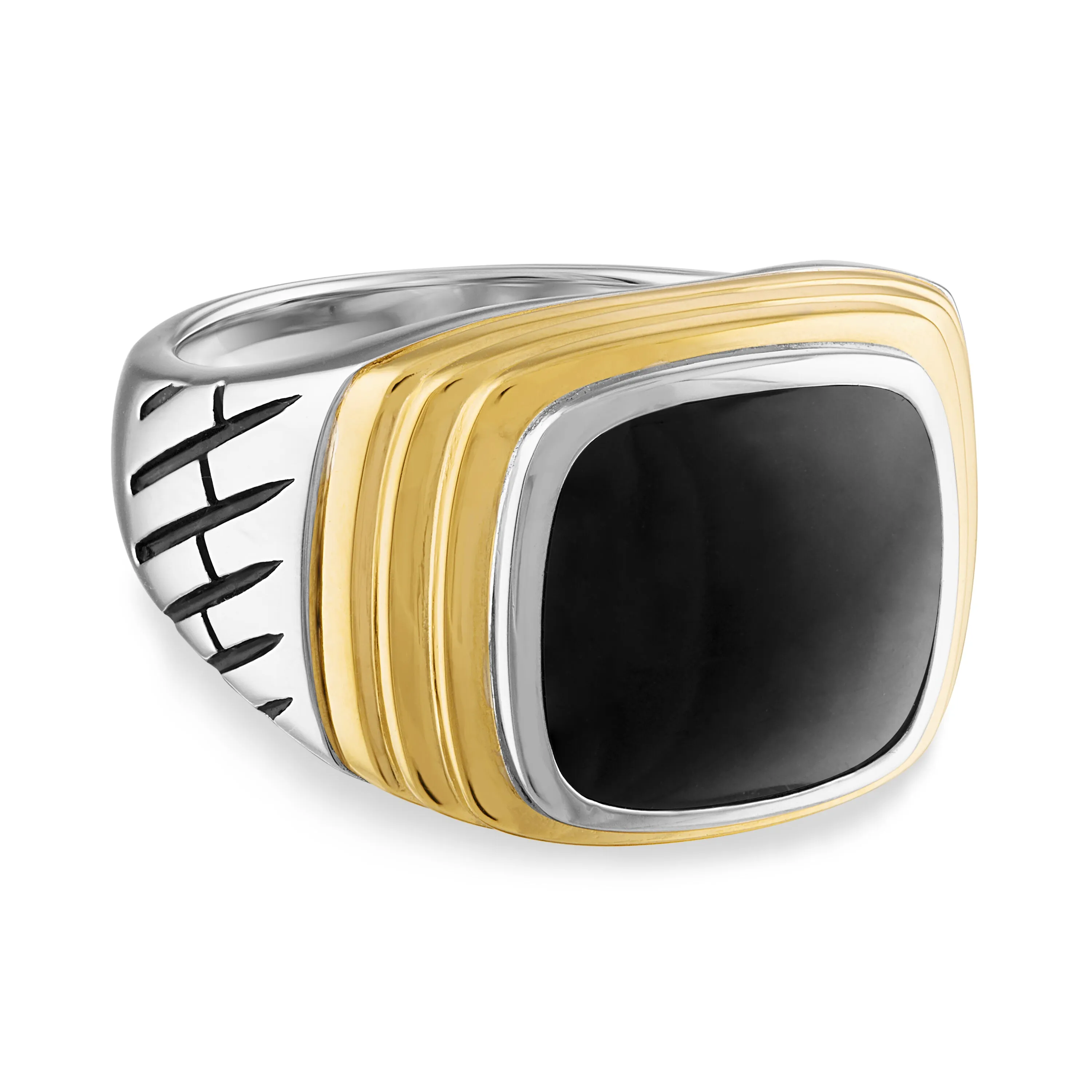 Esquire Onyx Ring with 14k Gold over Sterling Silver,  9-11.5