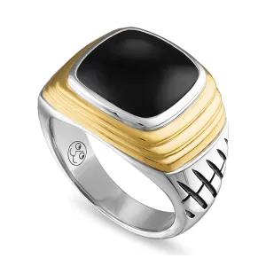 Esquire Onyx Ring with 14k Gold over Sterling Silver,  9-11.5