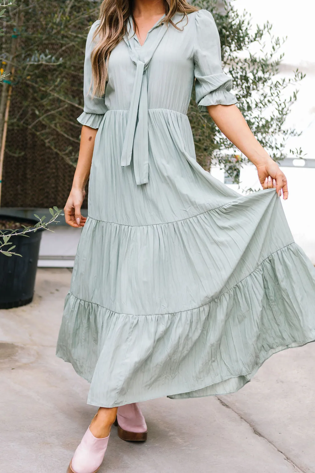 Evermore 3/4 Sleeve Tiered Maxi Dress