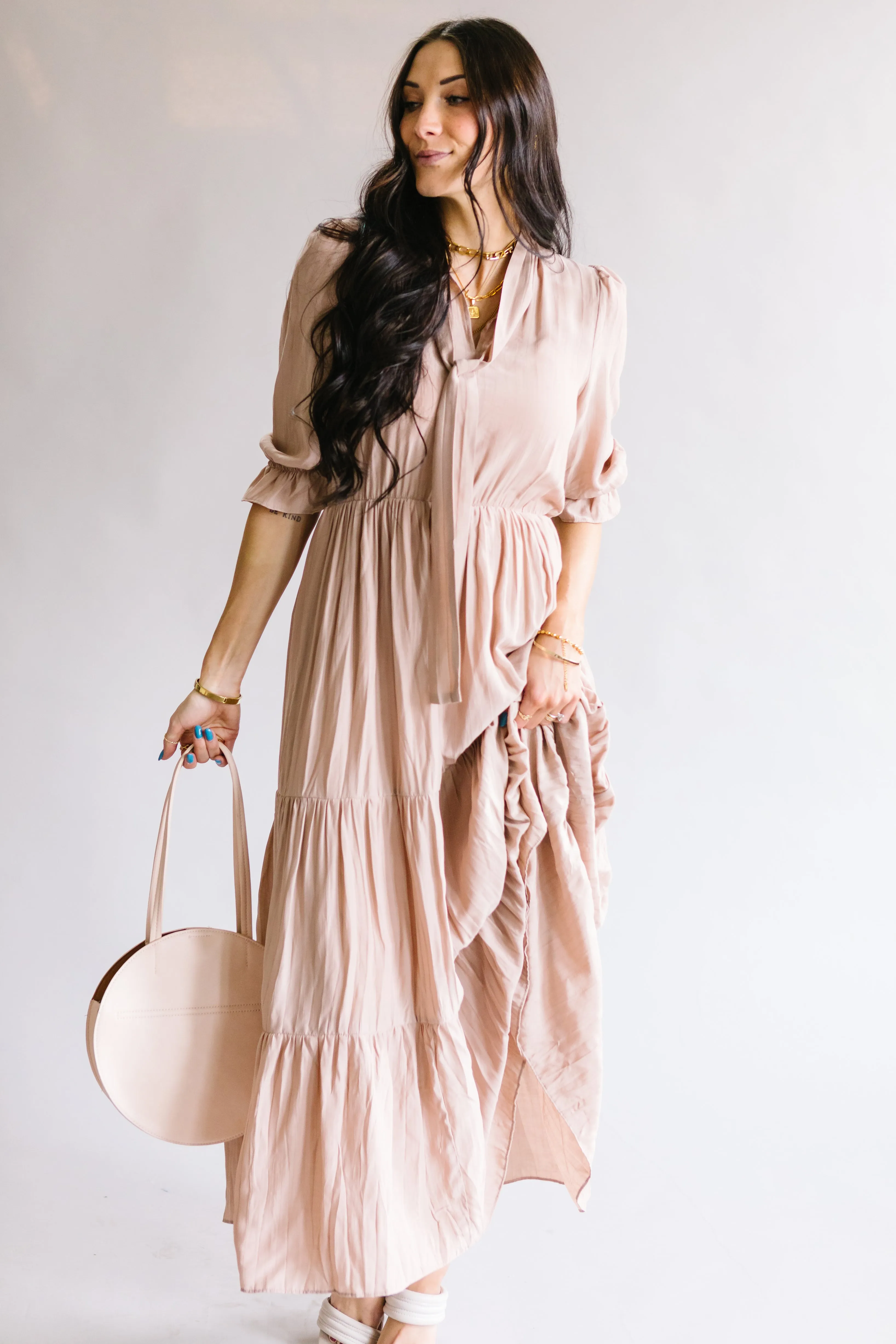 Evermore 3/4 Sleeve Tiered Maxi Dress