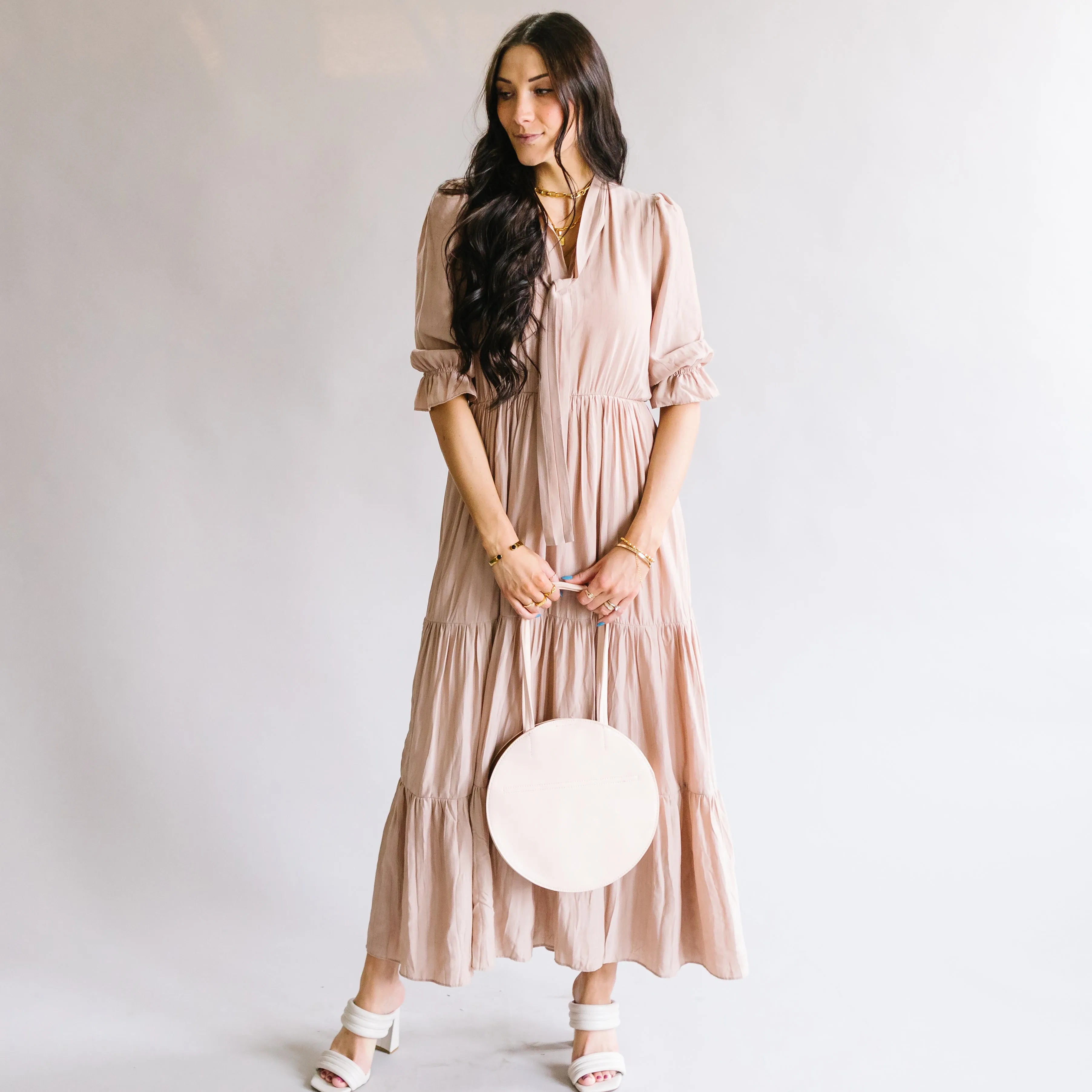 Evermore 3/4 Sleeve Tiered Maxi Dress