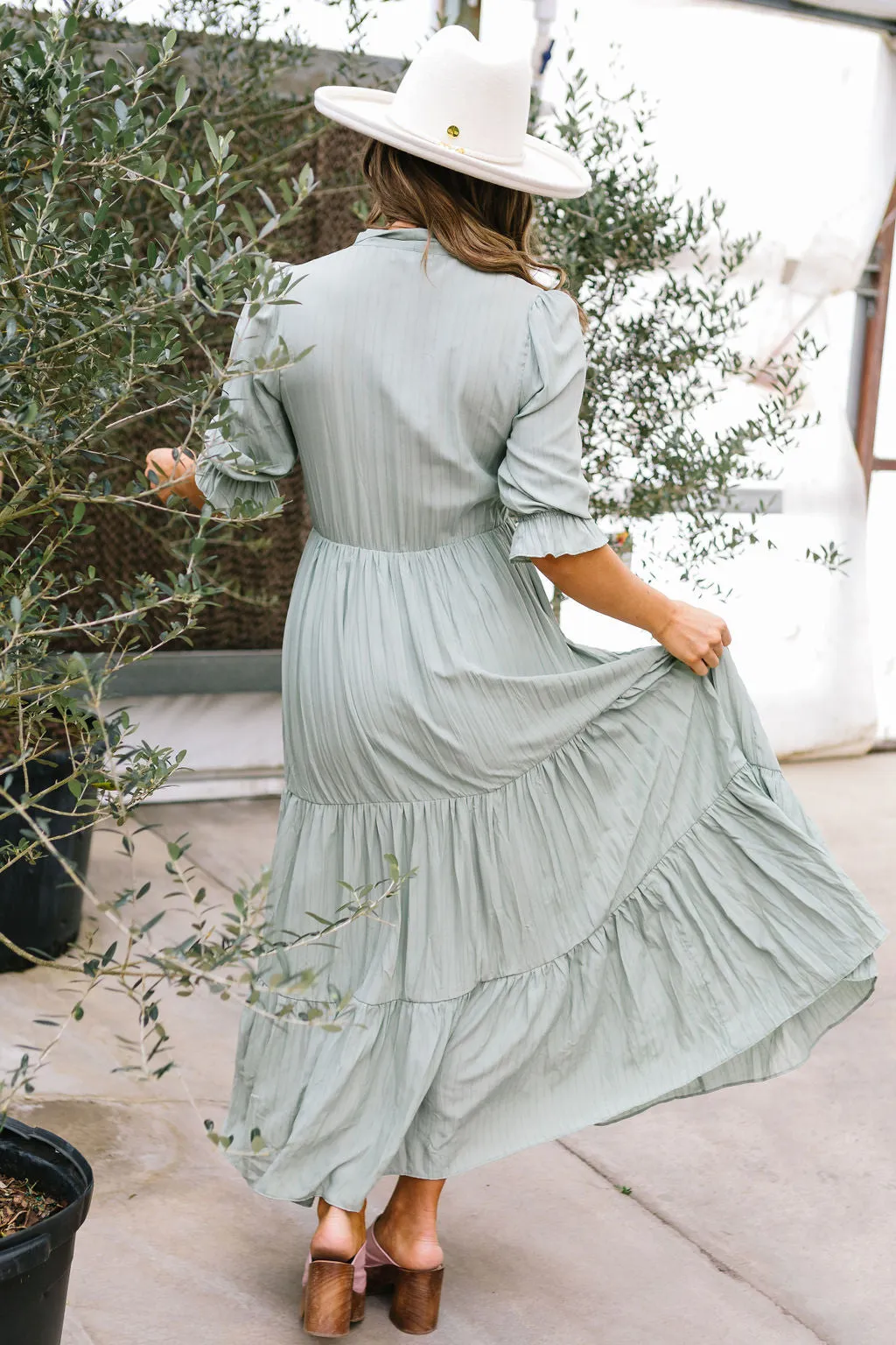 Evermore 3/4 Sleeve Tiered Maxi Dress