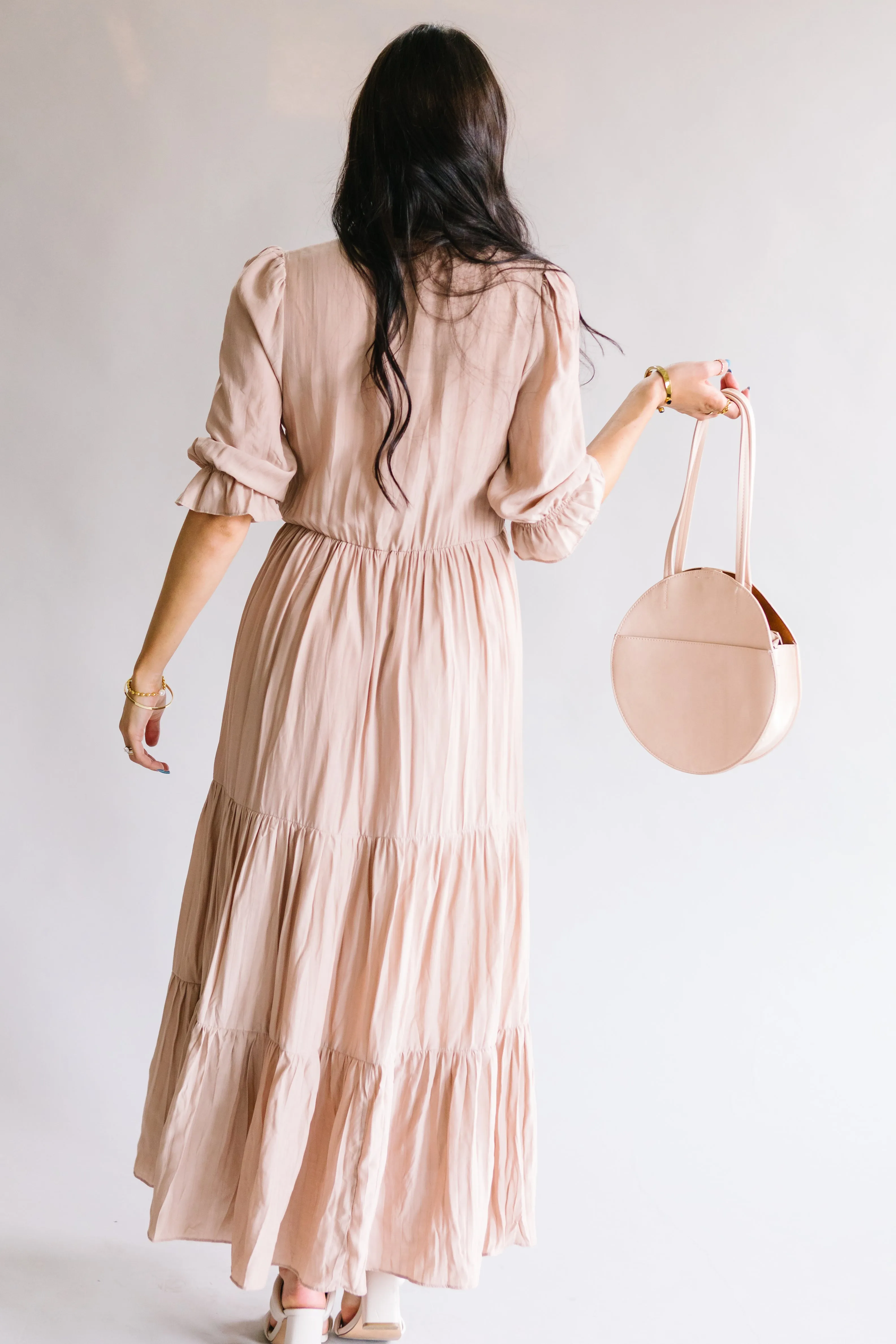 Evermore 3/4 Sleeve Tiered Maxi Dress