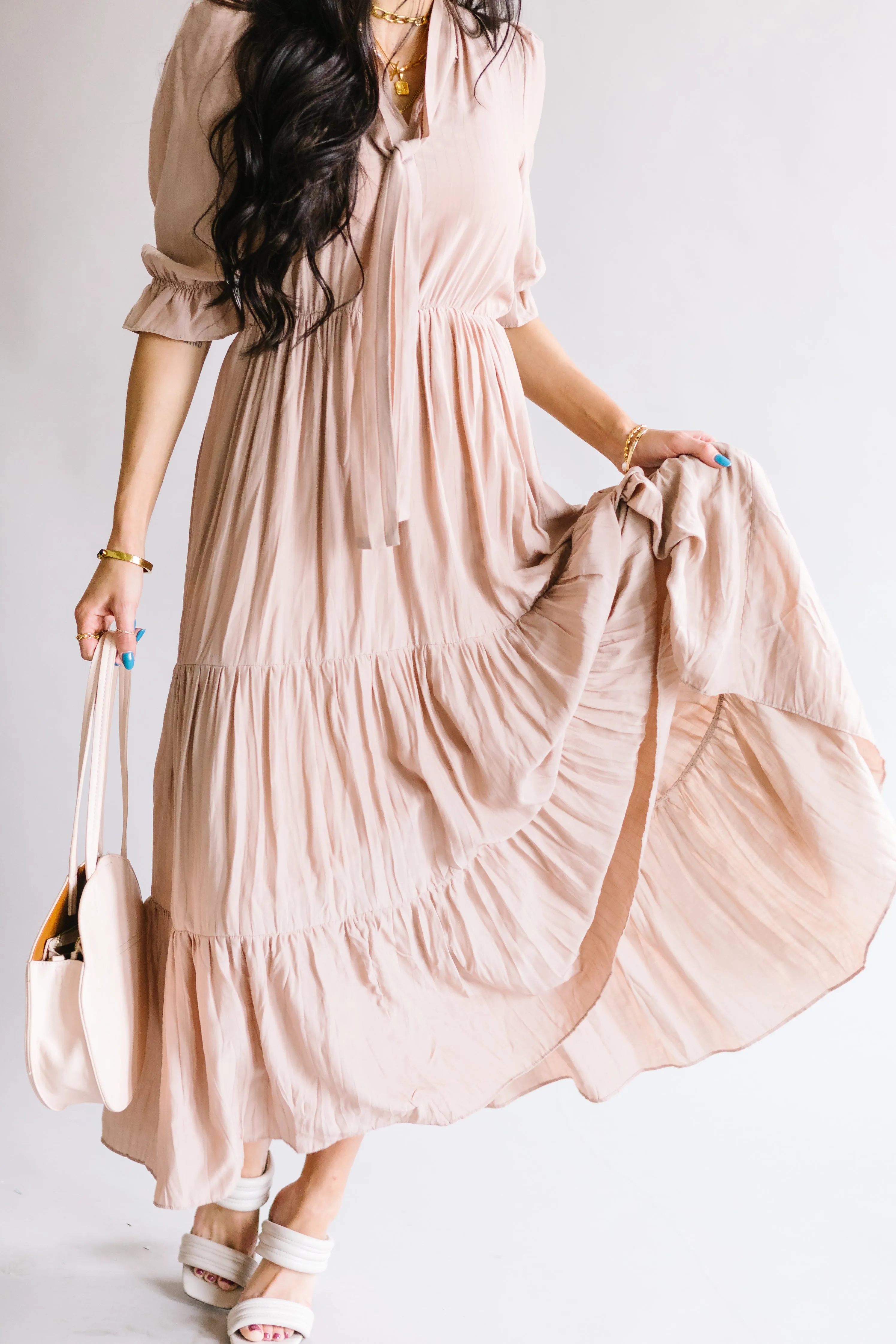 Evermore 3/4 Sleeve Tiered Maxi Dress