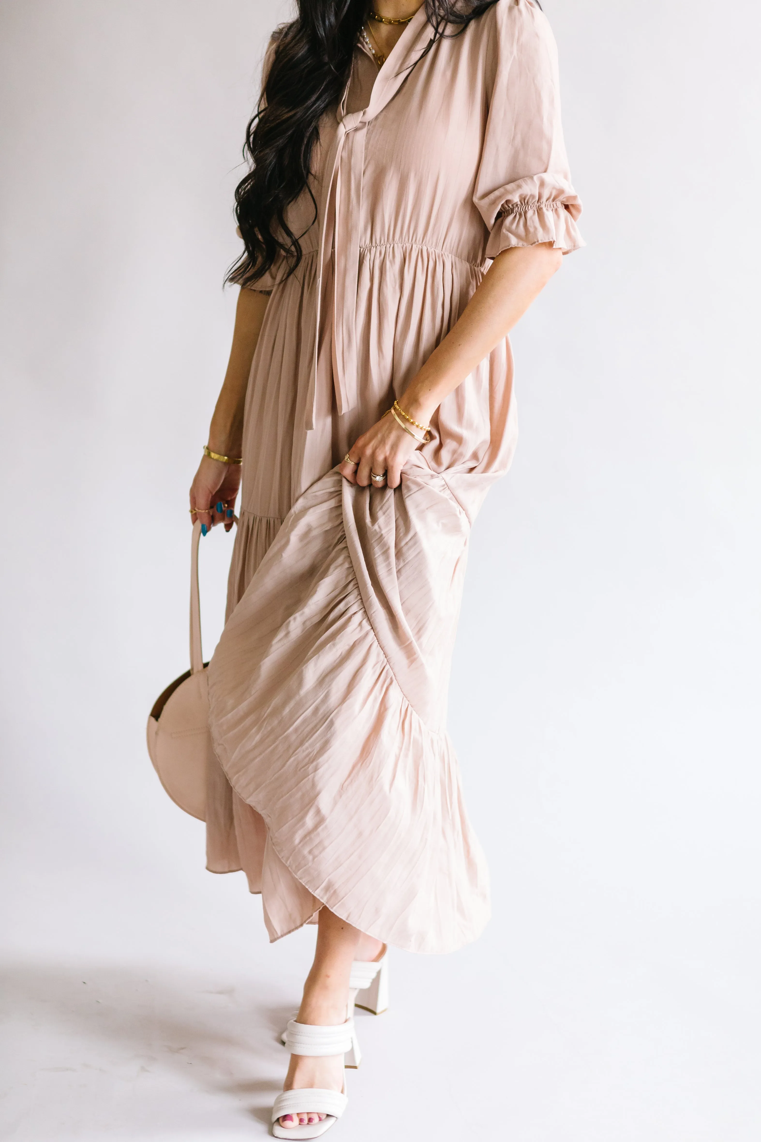 Evermore 3/4 Sleeve Tiered Maxi Dress