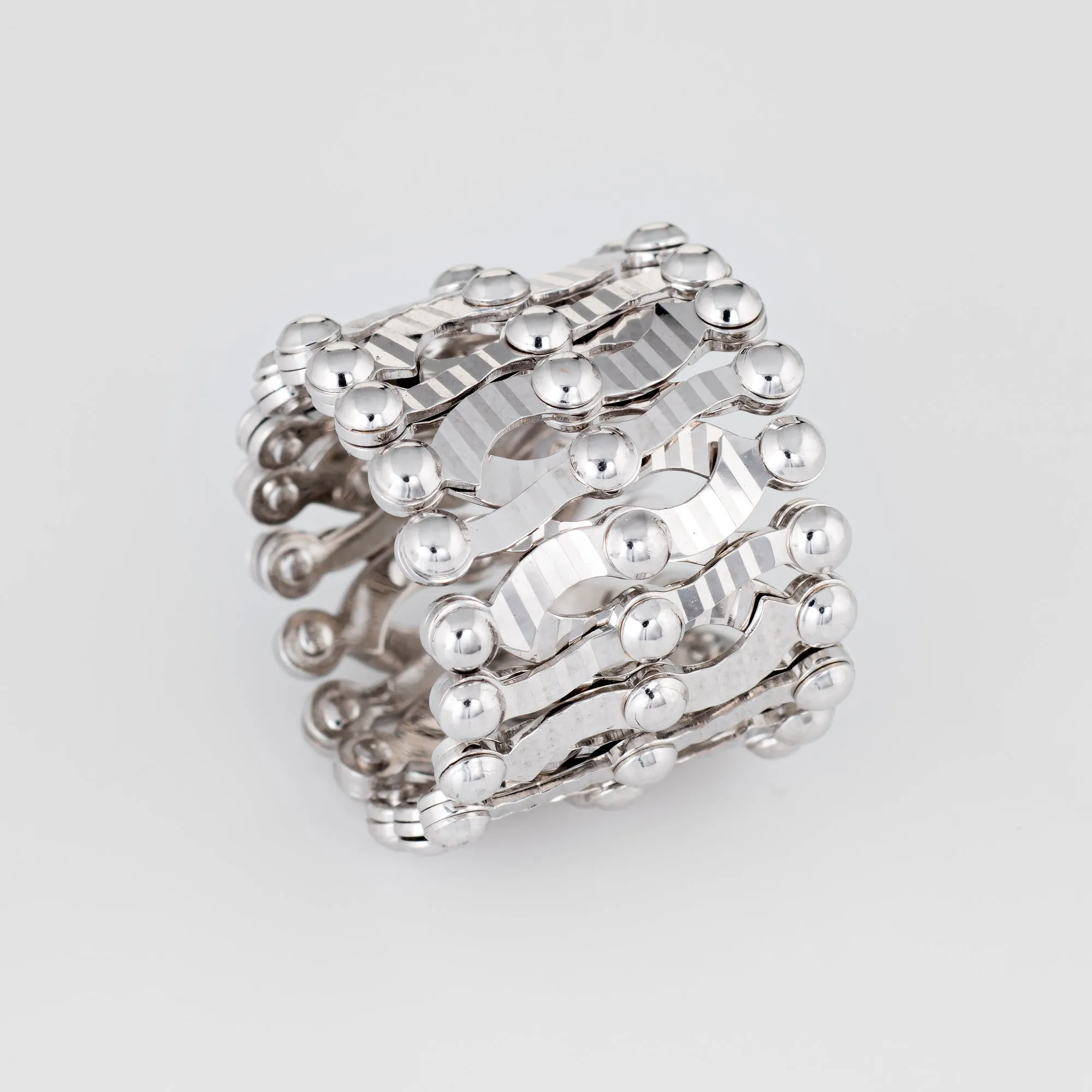 Expandable Ring to Bracelet 14k White Gold Estate Jewelry Flexible Convertible