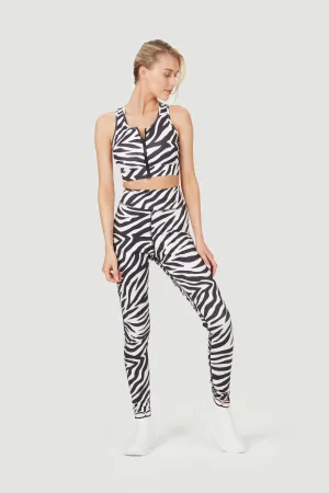 F&G Zip Front Sports Bra Zebra Print