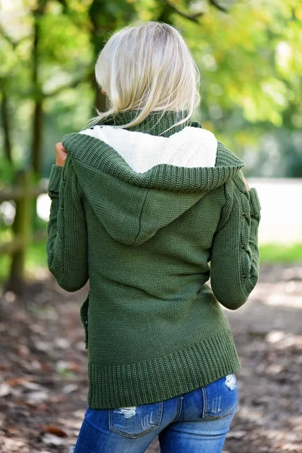 Faux Fur Lined Olive Top