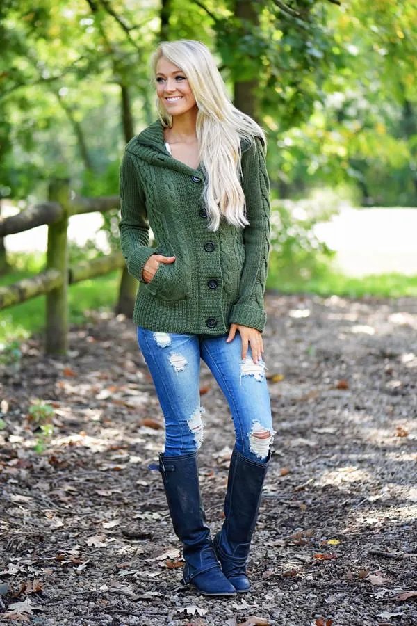 Faux Fur Lined Olive Top