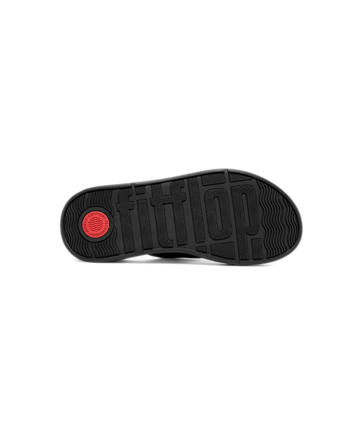 FitFlop F-mode Leather Flatform Black Toe Post Sandals V1