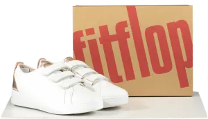 FitFlop Metallic-back Urban White Rose Gold Leather Strap Trainers BNIB UK 4.5 EU 37.5👠
