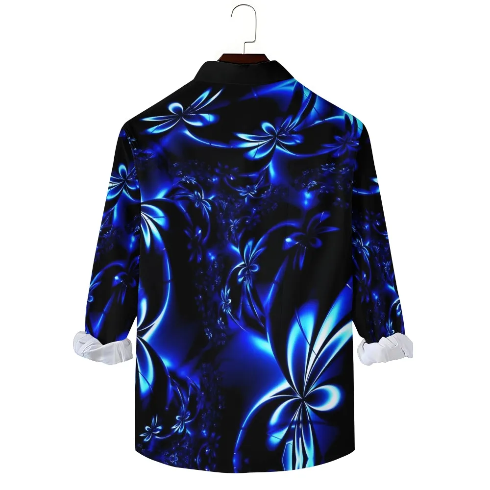 Floral 3D Print Bamboo Linen Long Sleeve Shirt