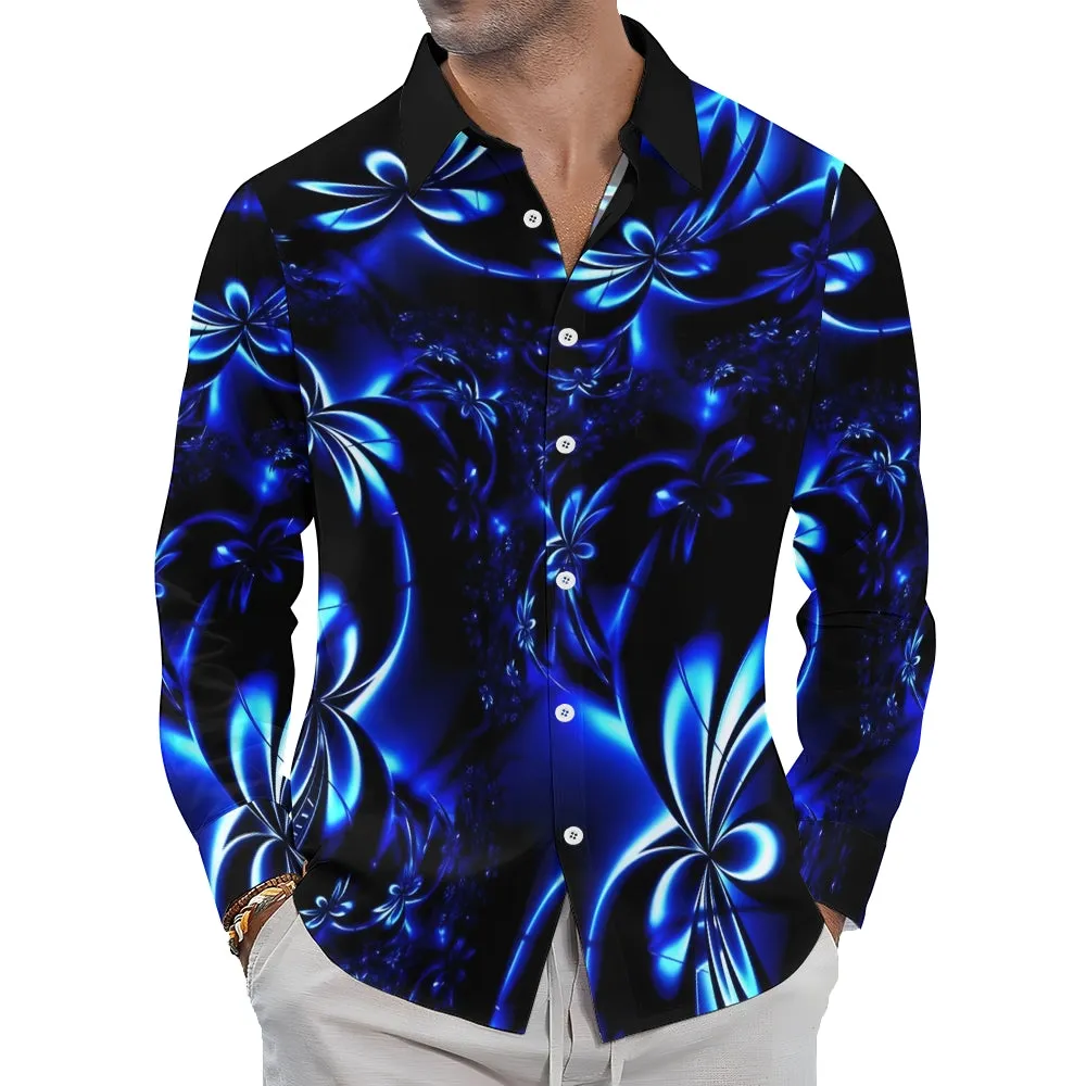Floral 3D Print Bamboo Linen Long Sleeve Shirt