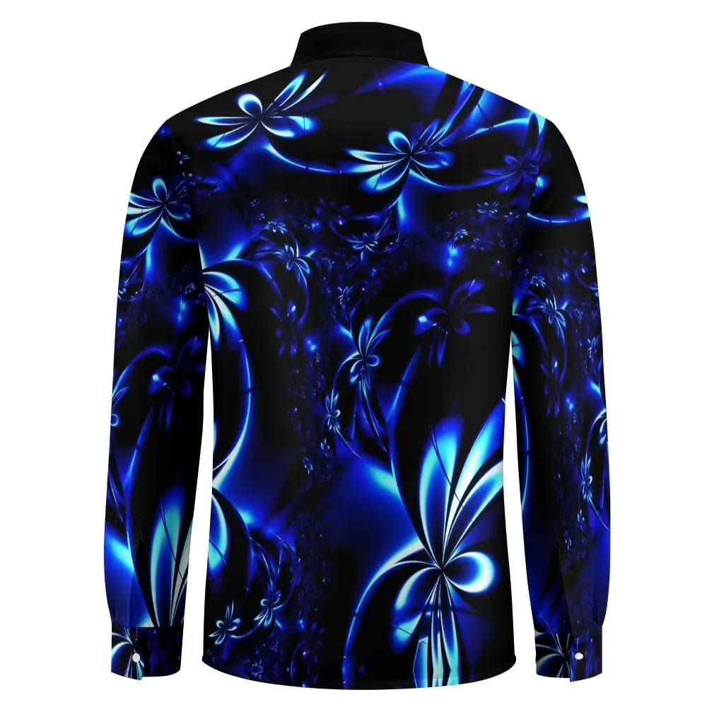 Floral 3D Print Bamboo Linen Long Sleeve Shirt