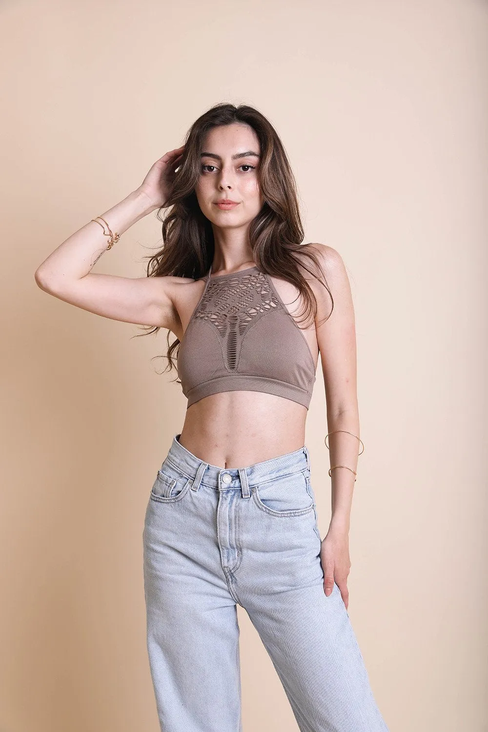 Floral Cutout Seamless High Neck - 7 colors