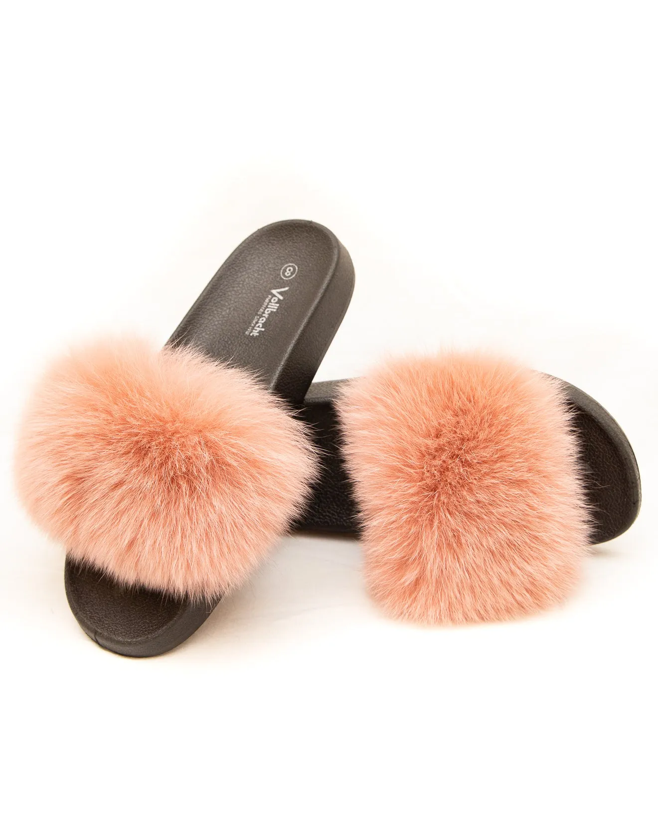 Fox Fur Slides - Pink